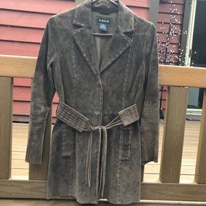 Bebe Vintage Boho Suede Trench Jacket Sm SHIP FREE
